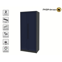 Шкаф распашной Тренд КТ-Ш2 (Антрацит ЛДСП/ Индиго ЛМДФ) Ш918 В2128 Г547